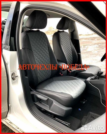 Чехлы Volkswagen Jetta 6 из экокожи чёрно-серые