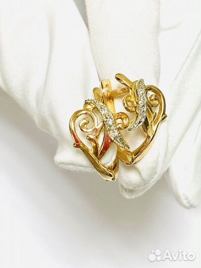 Серьги с природным камнем Золото