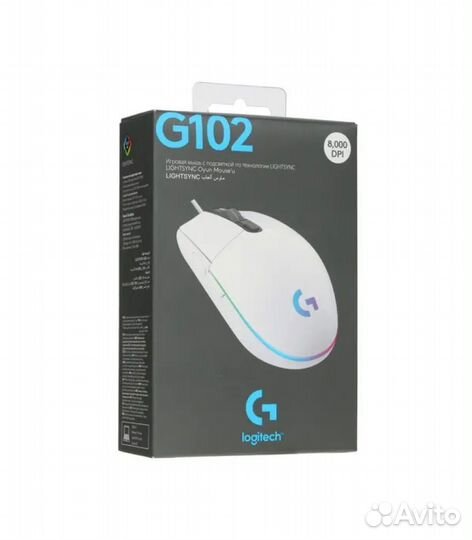 Игровая проводная мышь Logitech G102 LightSync, бе