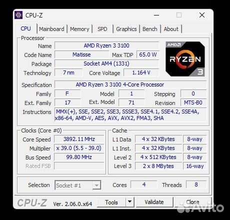 Процессор AMD Ryzen 3 3100