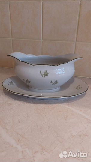 Конфетница цветное стекло СССР и Соусник Reinecke