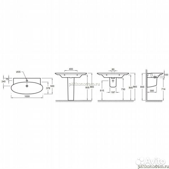 Jacob Delafon Presquile E4436-00 Раковина- столешница 100х50