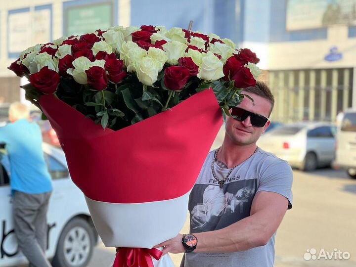 101 Роза Эквадор Доставка цветов 51 75 85 Цветы