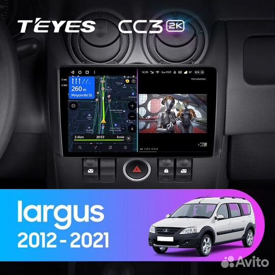 Магнитола Teyes CC3 2k 3/32 4G Qled LADA Largus