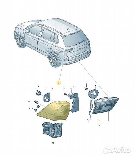 Фонарь задний левый Volkswagen Tiguan 2 dbgc 2020