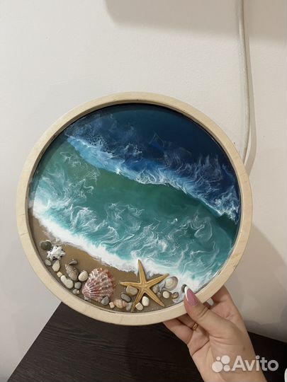 Поднос деревянный круглый