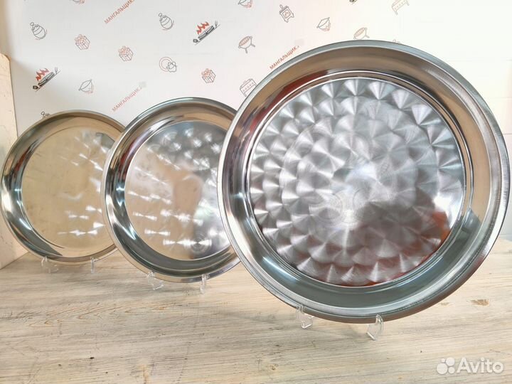 Поднос круглый 60 см из нерж/стали рисунок 