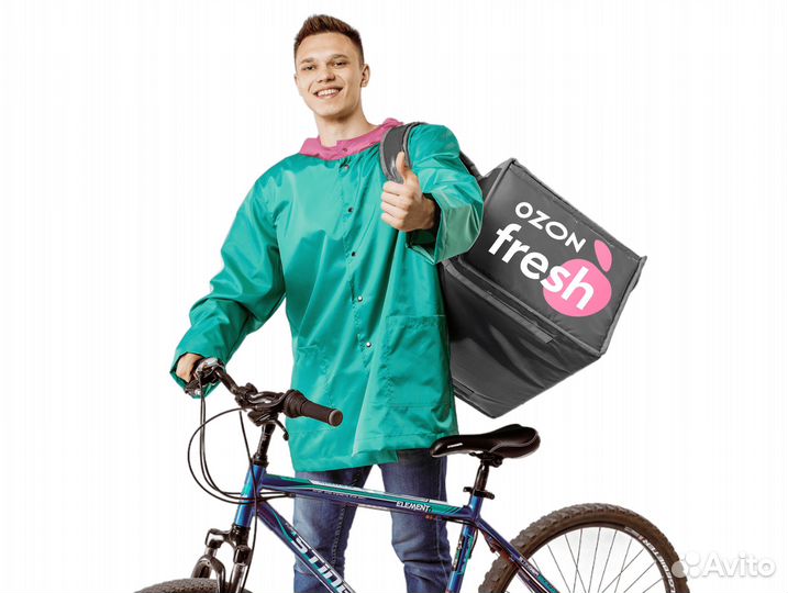 Велокурьер ozon fresh на своем авто