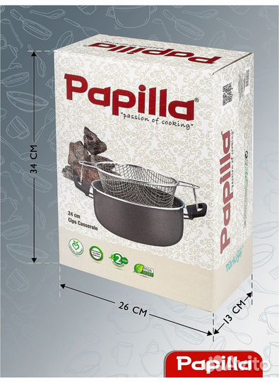 Новая Кастрюля Papilla 24 см для фритюра 3,7л