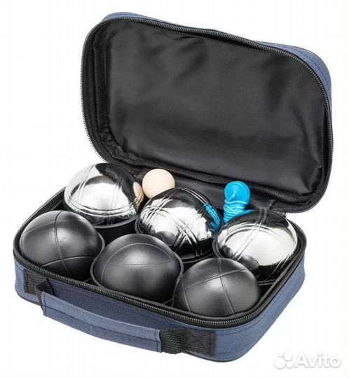 Петанк (Бочче), 6 шаров, стальной+черный