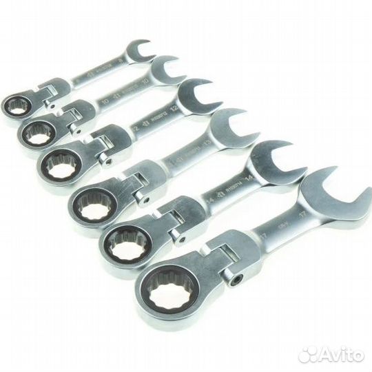 Набор коротких трещоточных, шарнирных ключей 6 пр