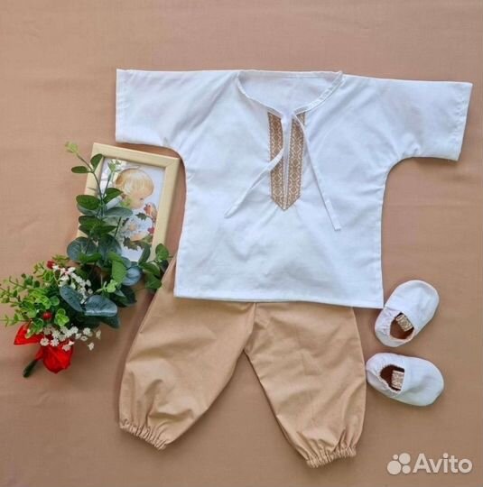 Крестильная рубашка для мальчика комплект