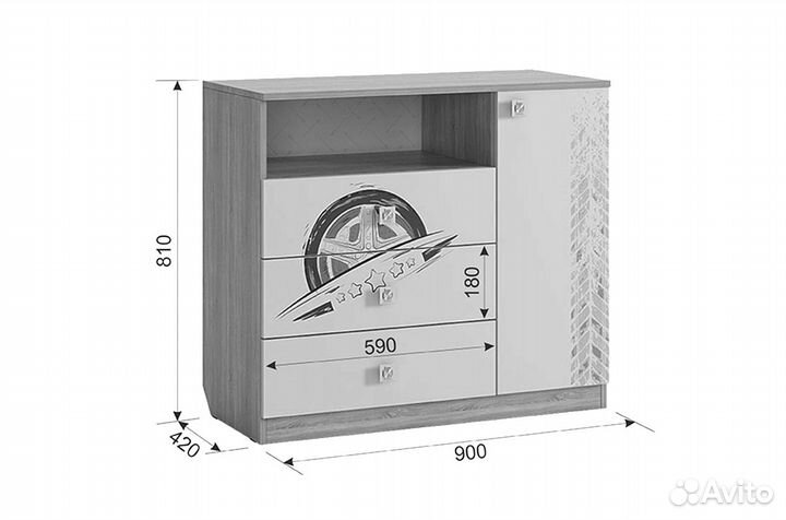 Форсаж Комод (дуб сонома/белый)