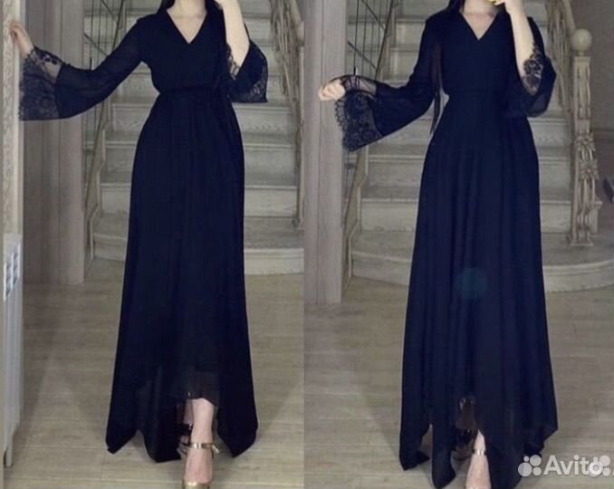 Черное платье в пол