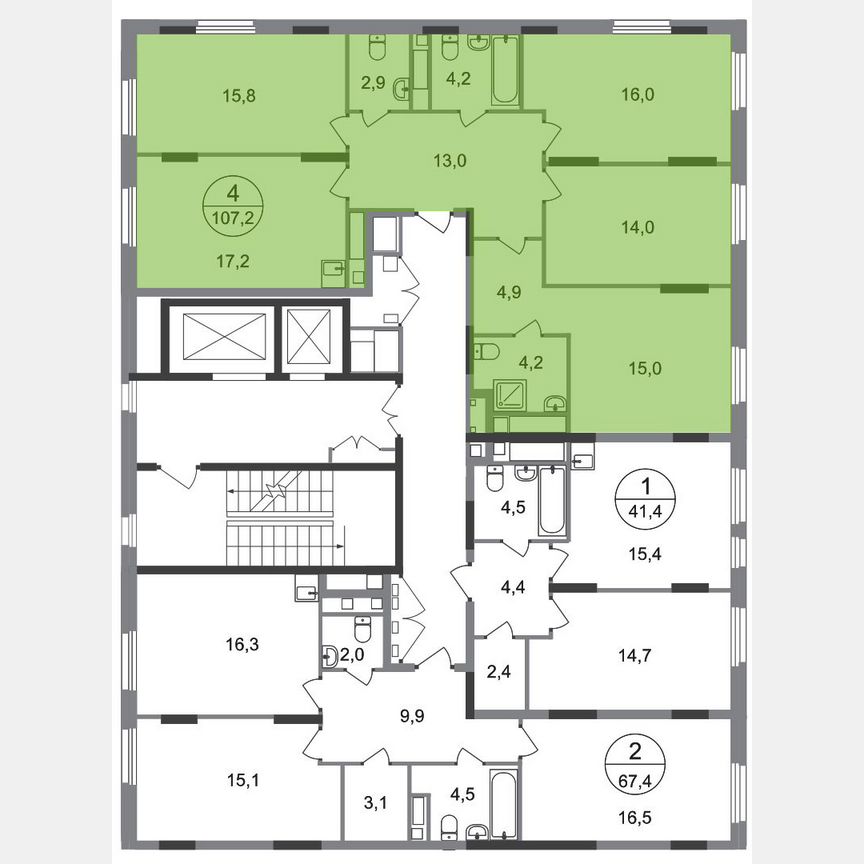 4-к. квартира, 107,2 м², 17/17 эт.