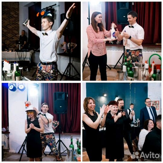 Бармен шоу. Пирамиды из бокалов с шампанским