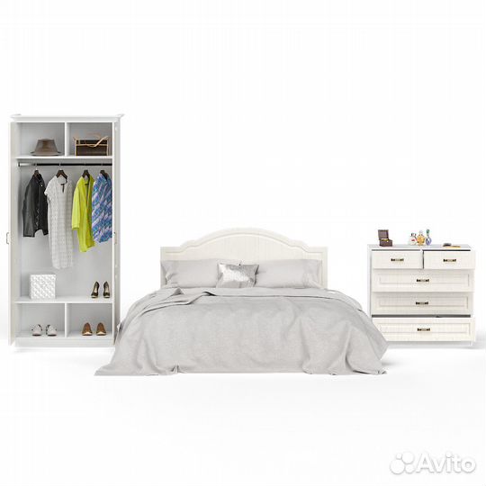 Мебель для спальни Ливерпуль № 4 цвет ясень ваниль/белый
