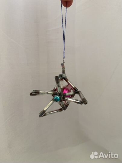 Две Монтажные советские елочные игрушки из стекла