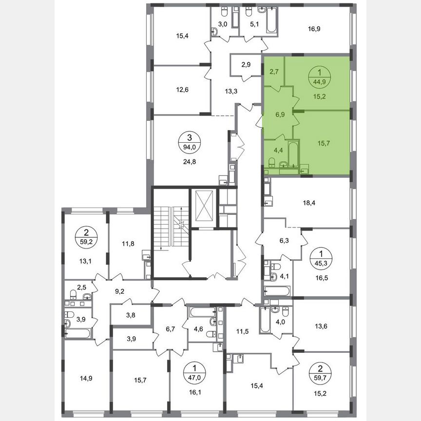 1-к. квартира, 44,9 м², 7/17 эт.