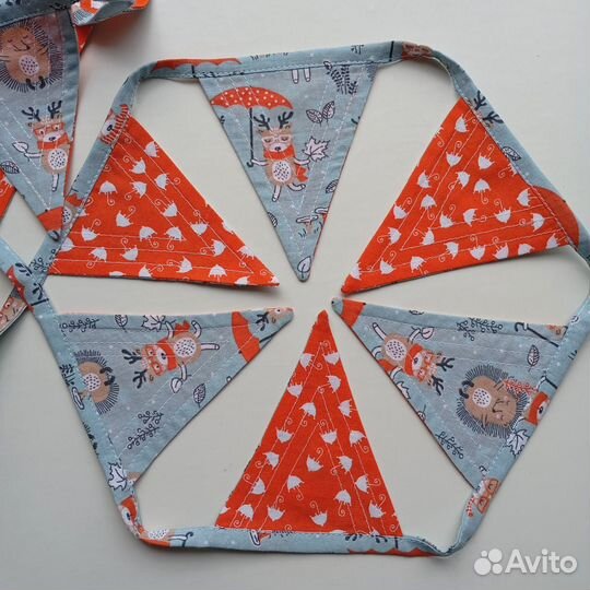 Гирлянда 1,9м 10 хлопковых флажков высотой 11см