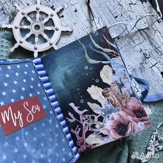 Блокнот ручной работы «Морской». Скрапбукинг