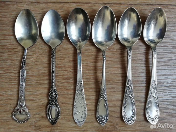 Ложки мельхиоровые 6 шт. Разные. 250 - 1 шт