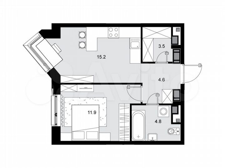 1-к. квартира, 40 м², 23/28 эт.