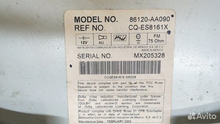 Магнитола Toyota Camry, 2003