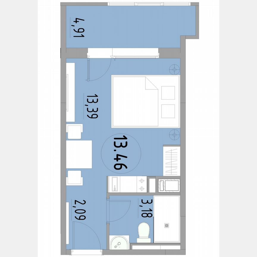 1-к. апартаменты, 23,6 м², 13/13 эт.