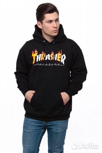 Худи Thrasher Half Flame Hoodie Black Оригинал