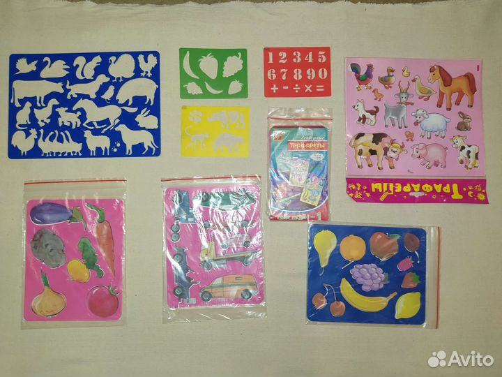 Набор трафаретов для детей + фломастеры В подарок