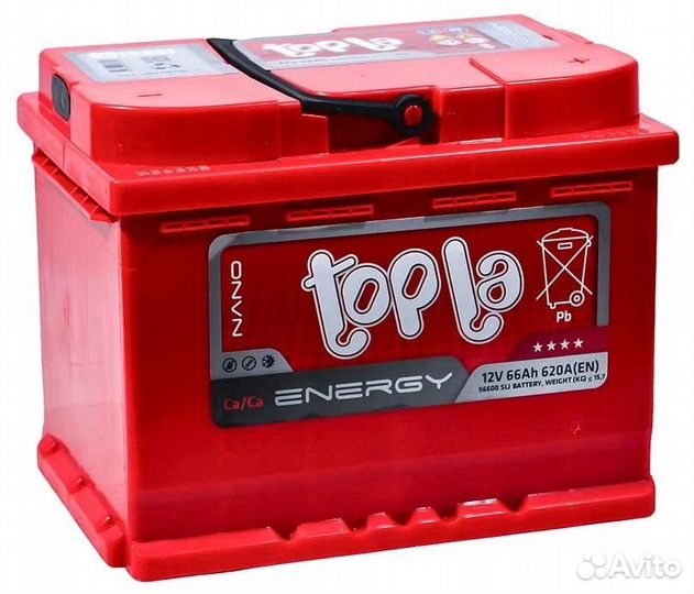 Topla Energy 66 А/ч 620 А обратная полярность