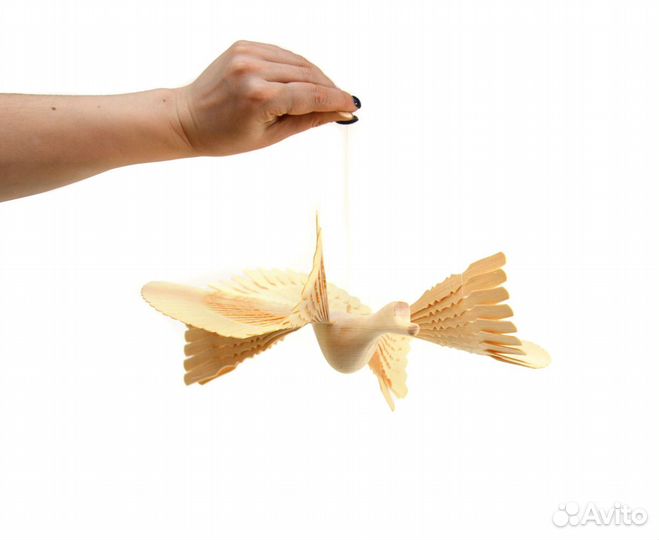 Птица счастья из дерева большая 30 см. Щепная птиц