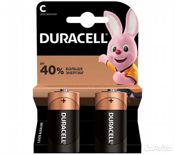 Батарейка щелочная duracell LR14 (C) 1.5В блистер