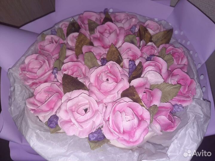 Большой букет роз из зефира со скидкой 50