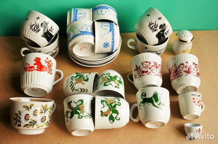 Новые Чашки Сюжетные Фарфор 4 заводов СССР 70-х г