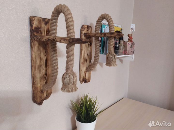 Светильник, бра, настенный из дерева в стиле лофт