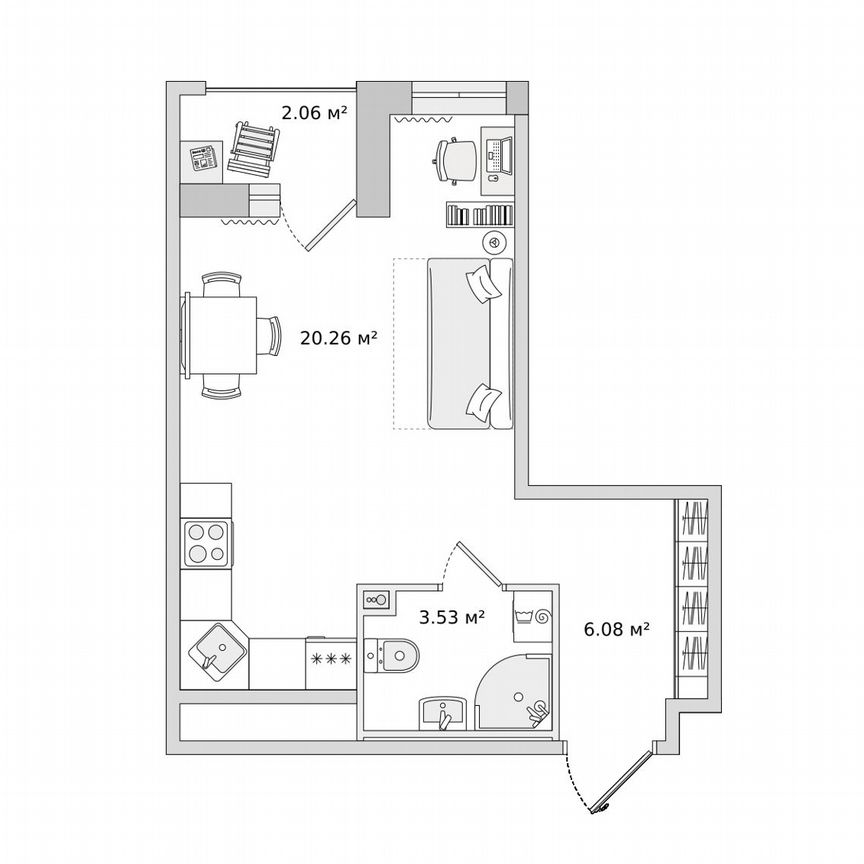 Квартира-студия, 31,9 м², 10/23 эт.