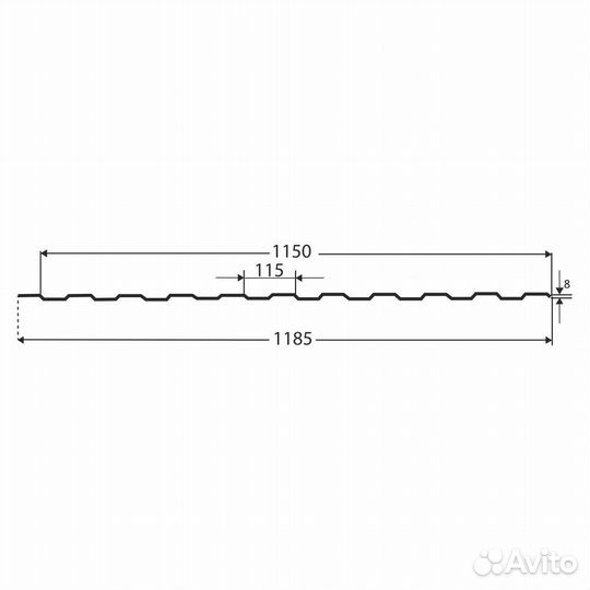 Профнастил С8 1,185х2 м 0,3 мм принтек хаки