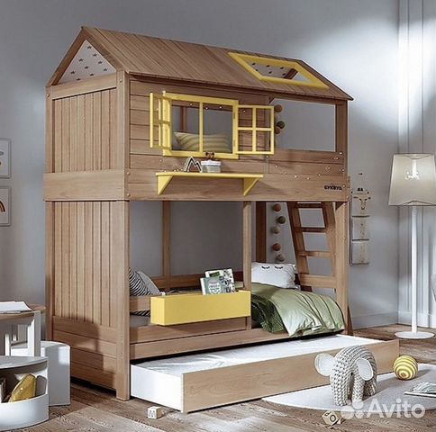 Двухъярусная кроватка домик