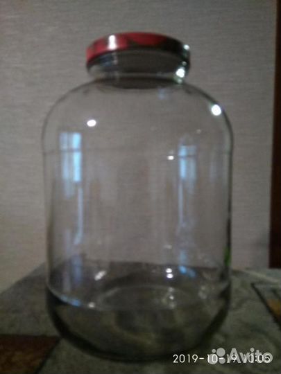 Банка стеклянная толстая 5литровая новая с широк.г