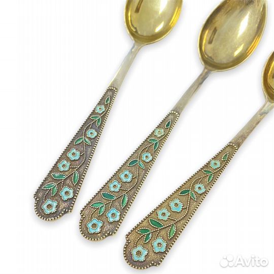 Чайная Ложка Серебро 875 Проба Эмаль