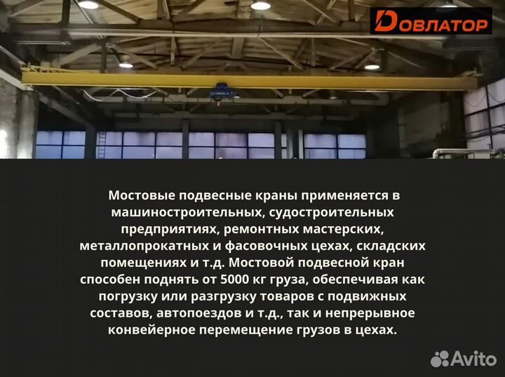 Кран мостовой подвесной г/п от 5 т