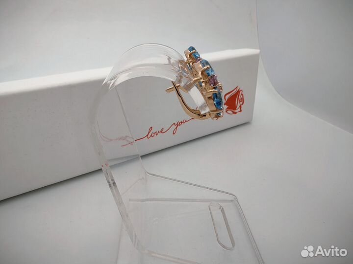 Золотые серьги с топазами и фианитами 5,75 гр