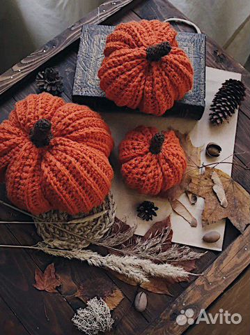 Тыква - вязаный декор на хэллоуин