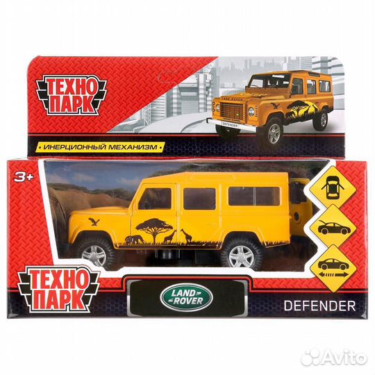 Машина Land Rover Defender Сафари 12 см металл инерция Технопарк defender-SF