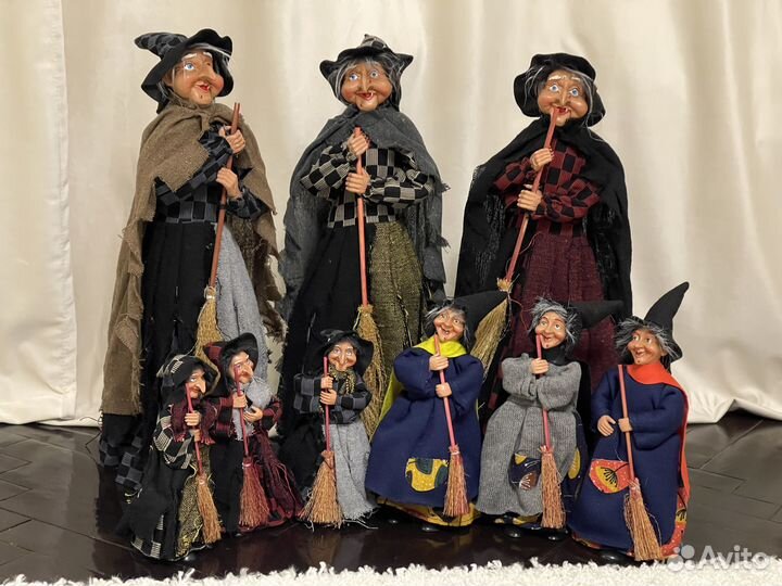 Баба яга игрушка кукла оберег с метлой 50 см