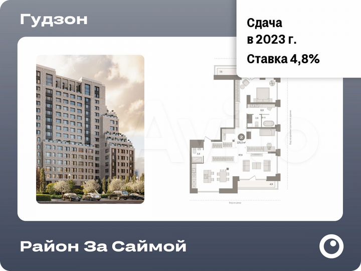 2-к. квартира, 125,5 м², 13/17 эт.