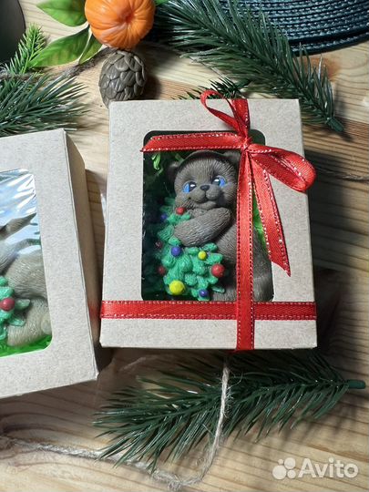 Мыло ручной работы мишка новогодний