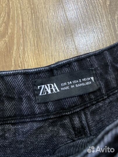 Джинсовые шорты zara mom 34
